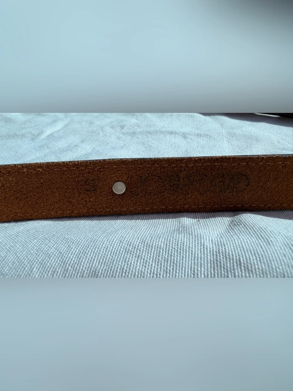 Vintage Brown Belt Leather Brass Metal Embellished 80’s Joan & David S